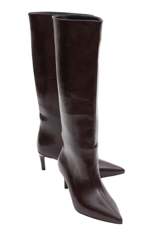 プロローグシューズ レディース ブーツ・レインブーツ ヒール Prologue Shoes Cassandra Higheel Boot Burgundy Faux Leather バーガンディ