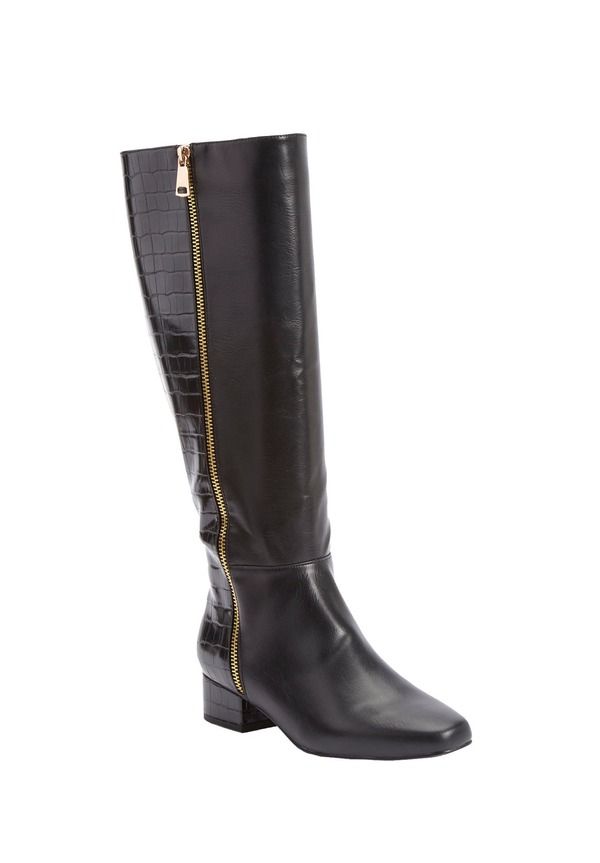 コンフォートビュー レディース シューズ ブーツ・レインブーツ Comfortview Themerald Wide Calf Boot Black Croco ブラック