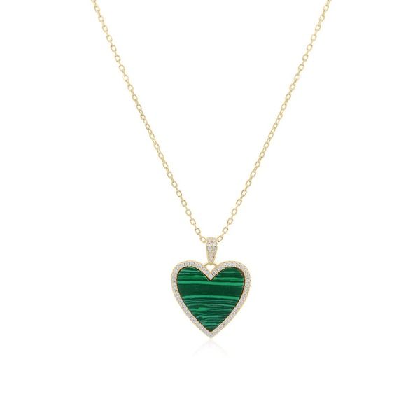 ザラブリー ファインジュエリー レディース アクセサリー ネックレス・チョーカー レース The Lovery Fine Jewelry Large Malachite CZ Halo Heart N