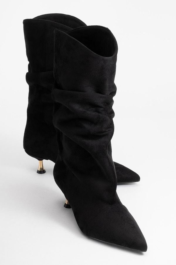 プロローグシューズ レディース ブーツ・レインブーツ Prologue Shoestein Pointed Toe Boot Black Suede Faux Leather ブラック