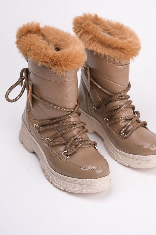 プロローグシューズ レディース ブーツ・レインブーツ Prologue Shoes Rosie Fur Lined Boot Light Beige Faux Leather ベージュ