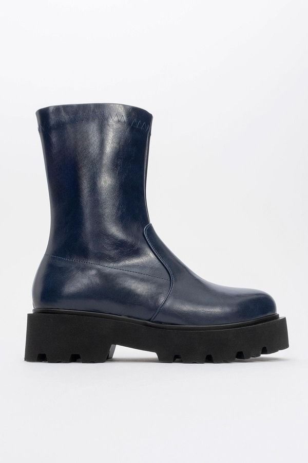 プロローグシューズ レディース ブーツ・レインブーツ Prologue Shoes Rush Bootie Navy Faux Leather ネイビー