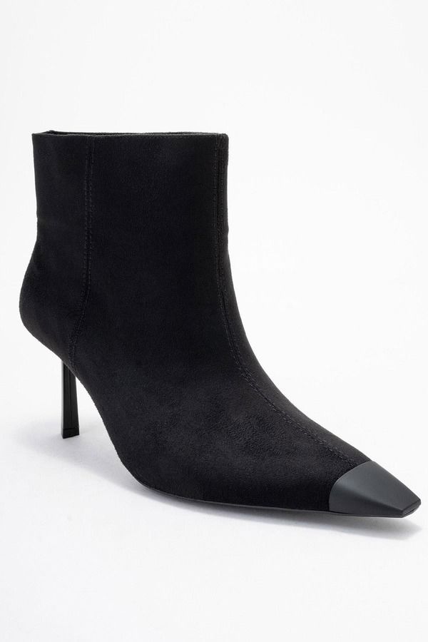 プロローグシューズ レディース ブーツ・レインブーツ Prologue Shoes Rassel Pointed Toe Boot Black Suede Faux Leather ブラック