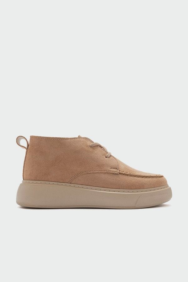 プロローグシューズ レディース ブーツ・レインブーツ アンクル Prologue Shoes Valve Ankle Boot Dark Beige Suede Leather ベージュ