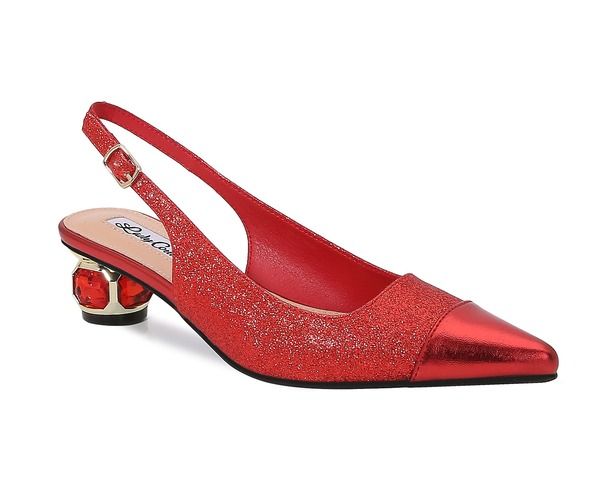 レディクチュール レディース シューズ ヒール LADY COUTURE Jewel Heel Slingback Pump Red レッド