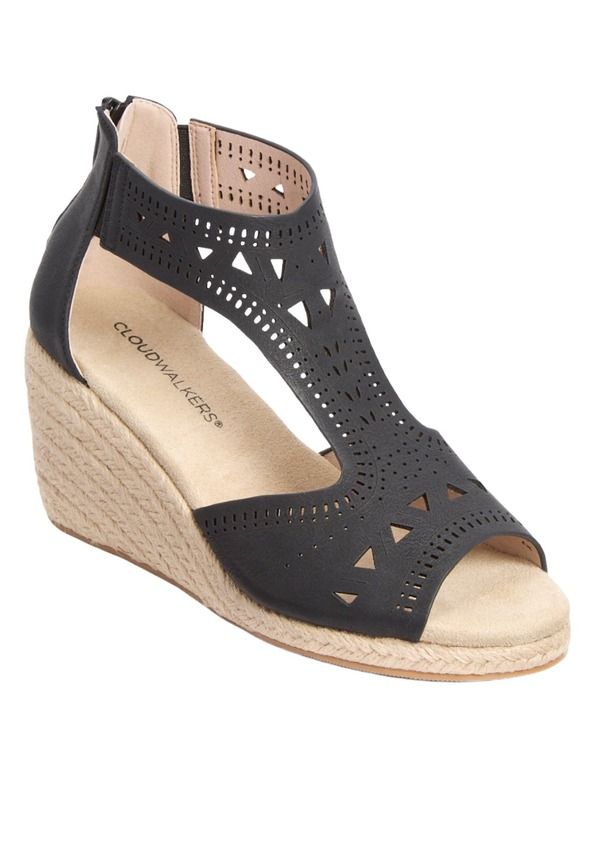 コンフォートビュー レディース シューズ サンダル Comfortview The Honey Wedge Sandal Black ブラック