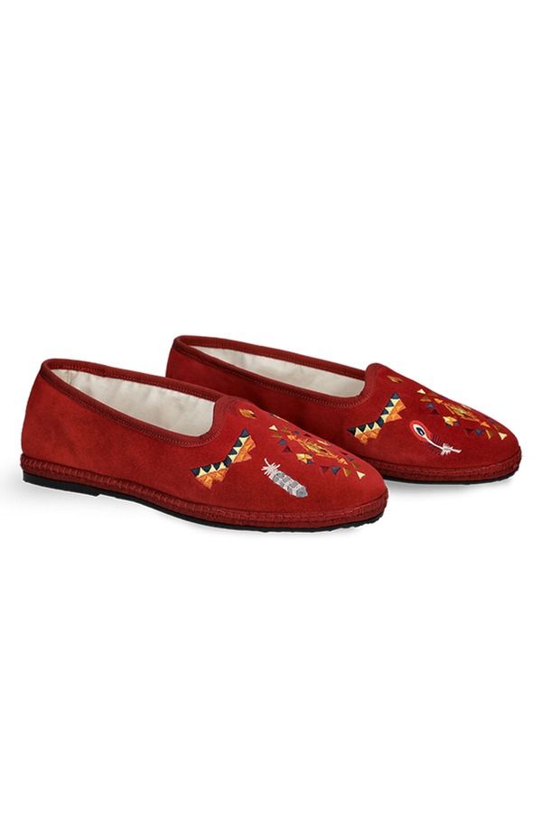 フォルテラ レディース シューズ サンダル スエード レザー Fortela Frutate Friulane Suede Leather Embroidery Ferrari
