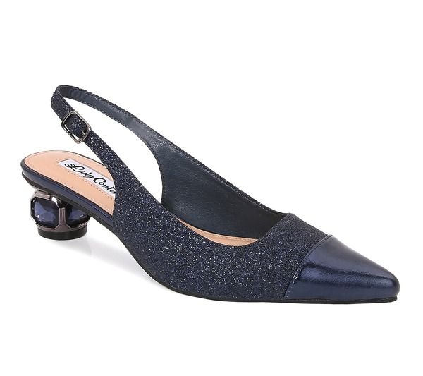 レディクチュール レディース シューズ ヒール LADY COUTURE Jewel Heel Slingback Pump Navy ネイビー