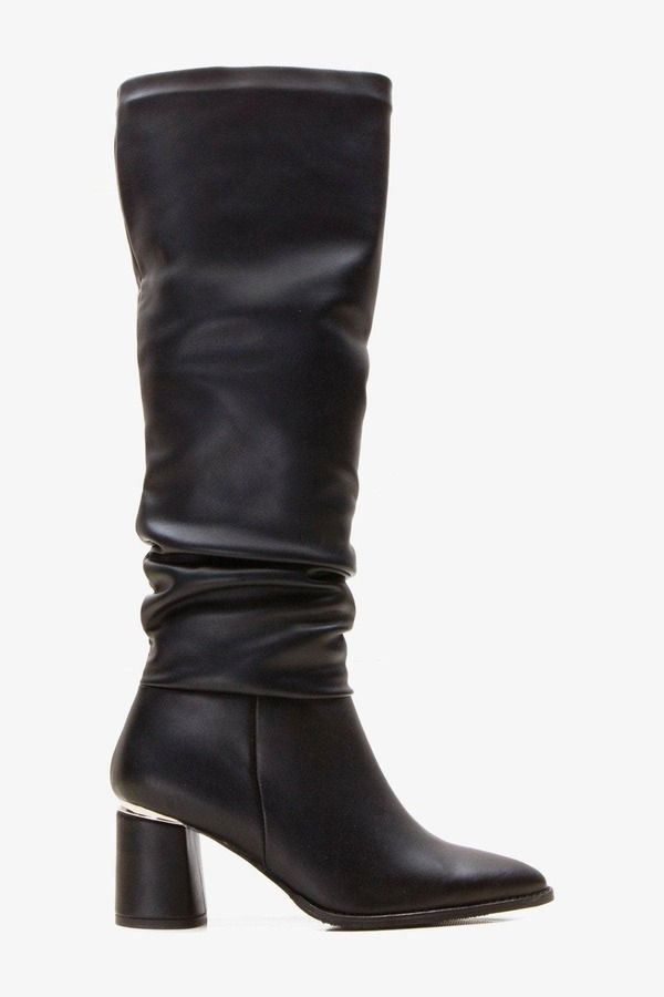 プロローグシューズ レディース ブーツ・レインブーツ ヒール Prologue Shoes Vianella Block Heel Knee High Boot Black Faux Leather 34,320円