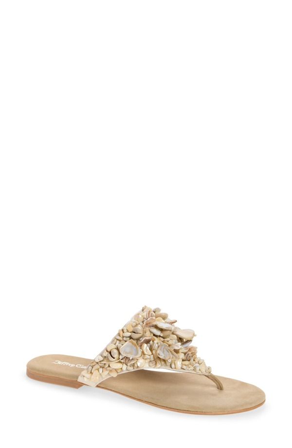 ジェフリー キャンベル レディース シューズ サンダル Jeffrey Campbell Tidal Wave Shell Embellished Thong Sandal Beige Suede C