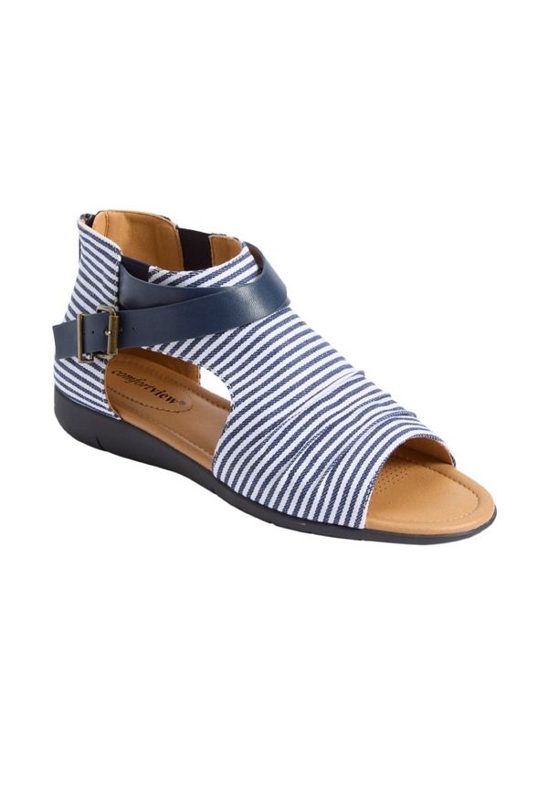 コンフォートビュー レディース シューズ サンダル Comfortview The Payton Shootie Blue Stripe ブルー