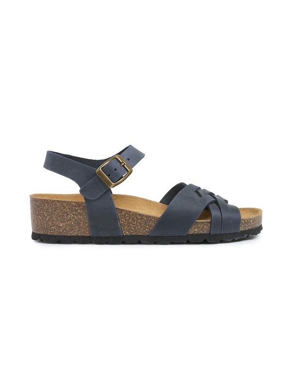 ケルティックアンドコー レディース シューズ サンダル レザー Celtic Co Woven Detailowedge Leather Sandal Navy ネイビー