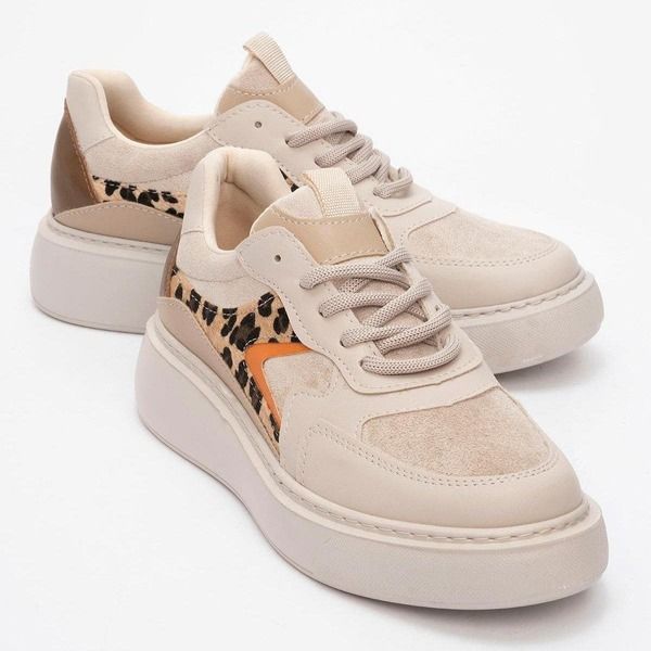 プロローグシューズ レディースニーカー プラットフォーム Prologue Shoes Ida Platform Fashion Sneakers Beige ベージュ