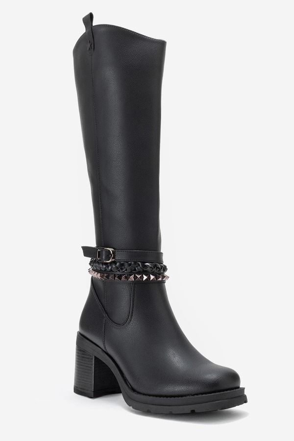 プロローグシューズ レディース ブーツ・レインブーツ Prologue Shoes Viorra Knee High Boot Black Faux Leather ブラック