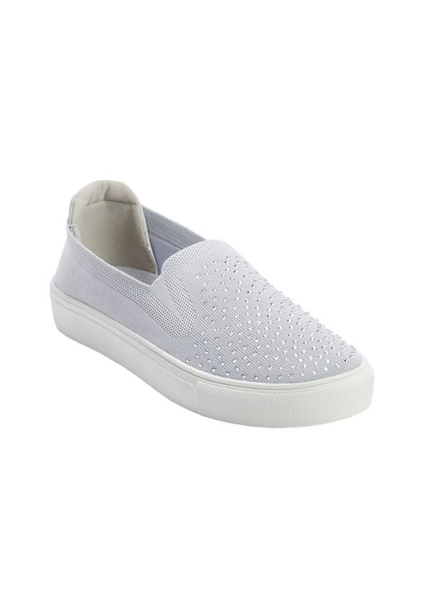 コンフォートビュー レディース シューズ スリッポン・ローファー スニーカー Comfortview The Alena Slip On Sneaker Grey Rhinestone グレー
