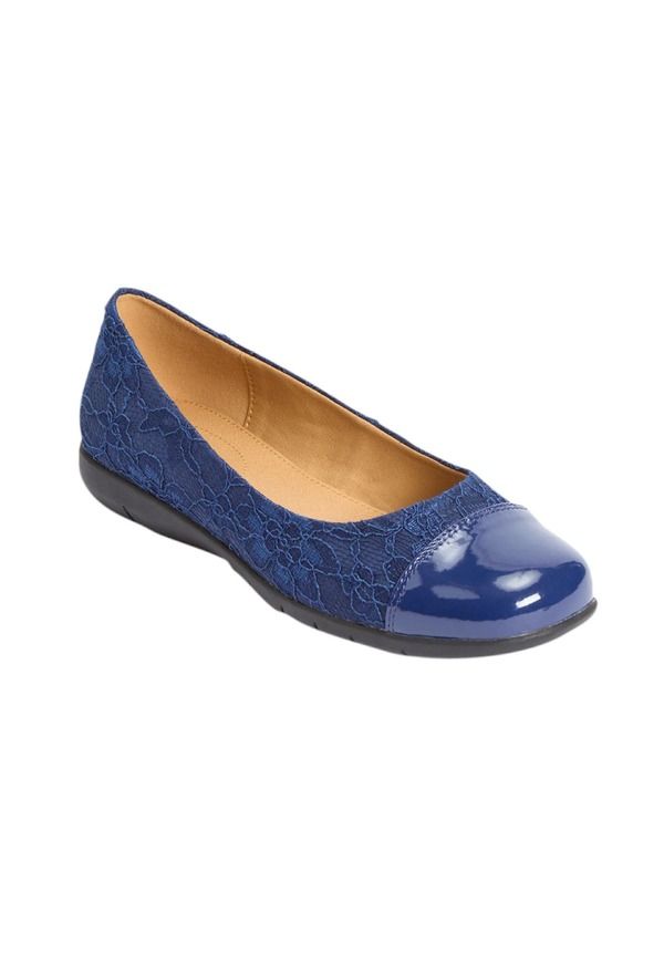 コンフォートビュー レディース シューズ パンプス Comfortview The Fay Slip On Flat Navy Lace ネイビー
