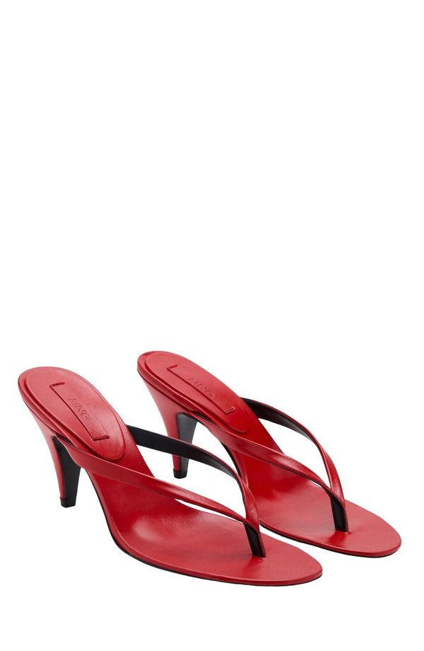 マンゴ レディース シューズ ヒール MANGO Funnel Heel Flip Flop Red レッド