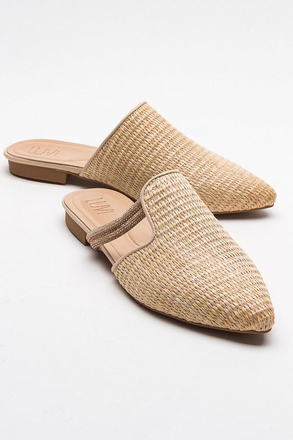 プロローグシューズ レディース サンダル Prologue Shoes Pesa Woven Slippers Beige Faux Leather ベージュ