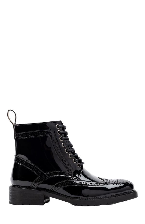 マークノーラン レディース シューズ ブーツ・レインブーツ ウィングチップ MARC NOLAN Ms Belmont Wingtip Boots Black Patent ブラック