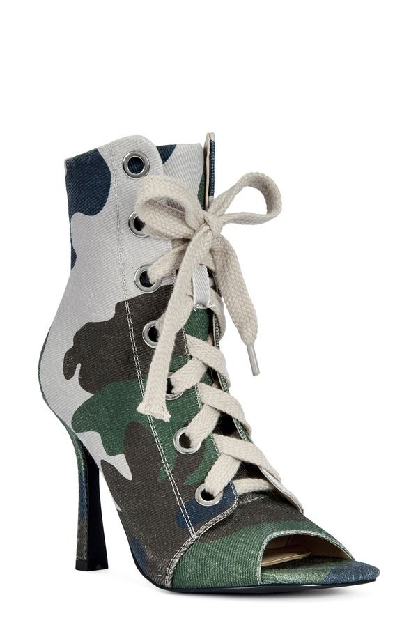 アザレア ワン レディース シューズ ブーツ・レインブーツ AZALEA WANG Rooftopeep Toe Bootie Camo