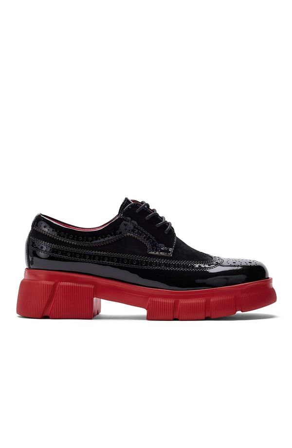マークノーラン レディース シューズ スニーカー ウィングチップ ダービー レザー MARC NOLAN Ms Alexander Leather Lug Wingtip Derby BlackRed