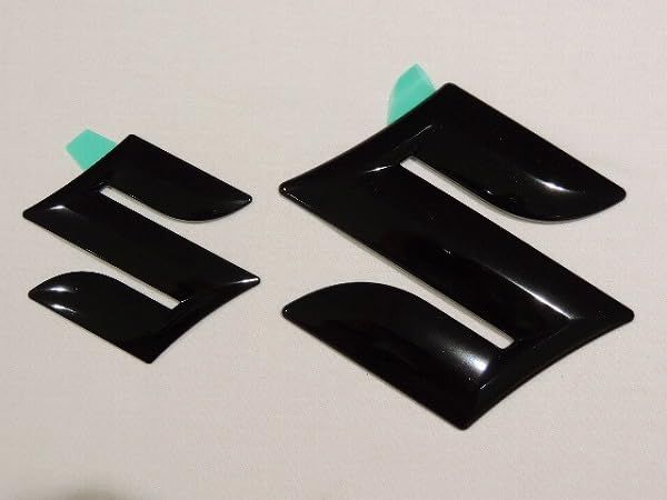 R◆スズキ純正 汎用 スズキロゴ エンブレム ブラック 2点セット 80mm×80mm / 120mm×120mm ディーラーオプション品 Ｓマーク スズキマーク