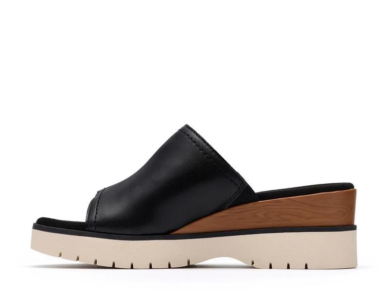 クラークス レディース シューズ サンダル Clarks Diaz Wedge Sandal Black Leather ブラック