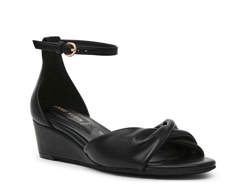 アンクライン レディース シューズ サンダル Anne Klein Whitby Wedge Sandal Black Smooth ブラック
