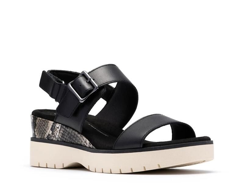 クラークス レディース シューズ サンダル Clarks Diaz Rose Wedge Sandal Black ブラック