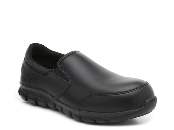 リーボック メンズ シューズ スリッポン・ローファー Tシャツ Reebok Work Sublite Cushion Steel Toe SlipOn Work Shoe Black ブラック