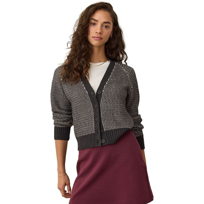 マリーン レイヤー レディース アウター ニット・セーター カーディガン Marine Layer Robin Cardigan Update Womens BlackWhite ホワイト