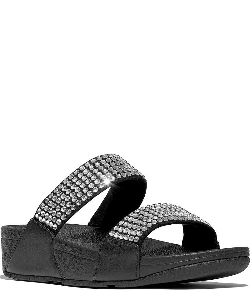 フィットフロップ レディース シューズ サンダル マキシ FitFlop Lulu MaxiCrystal Embellished TwoBar Banded Wedge Slide Sandals