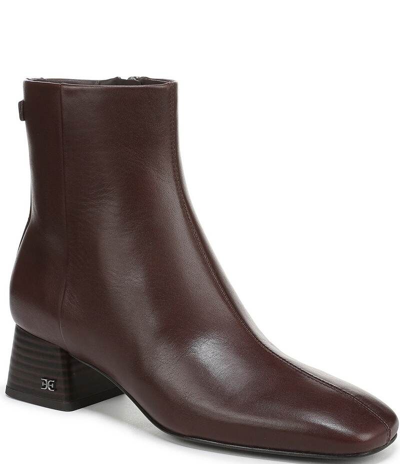 サムエデルマン レディース シューズ ブーツ・レインブーツ レザー Sam Edelman Paige Leather Square Toe Dress Booties Spiced Pecan