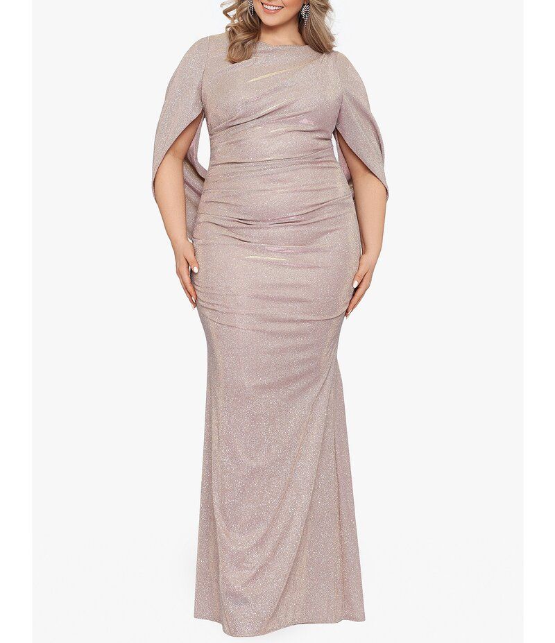 ベッツィアンドアダム レディース トップス ワンピース ドレープ プラスサイズ Betsy Adam Plus Size Drape Back Boat Neck Galaxy Glitter 34