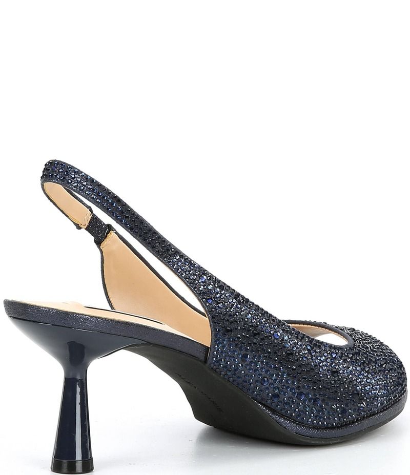 アレックスマリー レディース シューズ サンダル Alex Marie Florenze Rhinestone Peep Toe Slingback Dress Sandals Seaport Nav