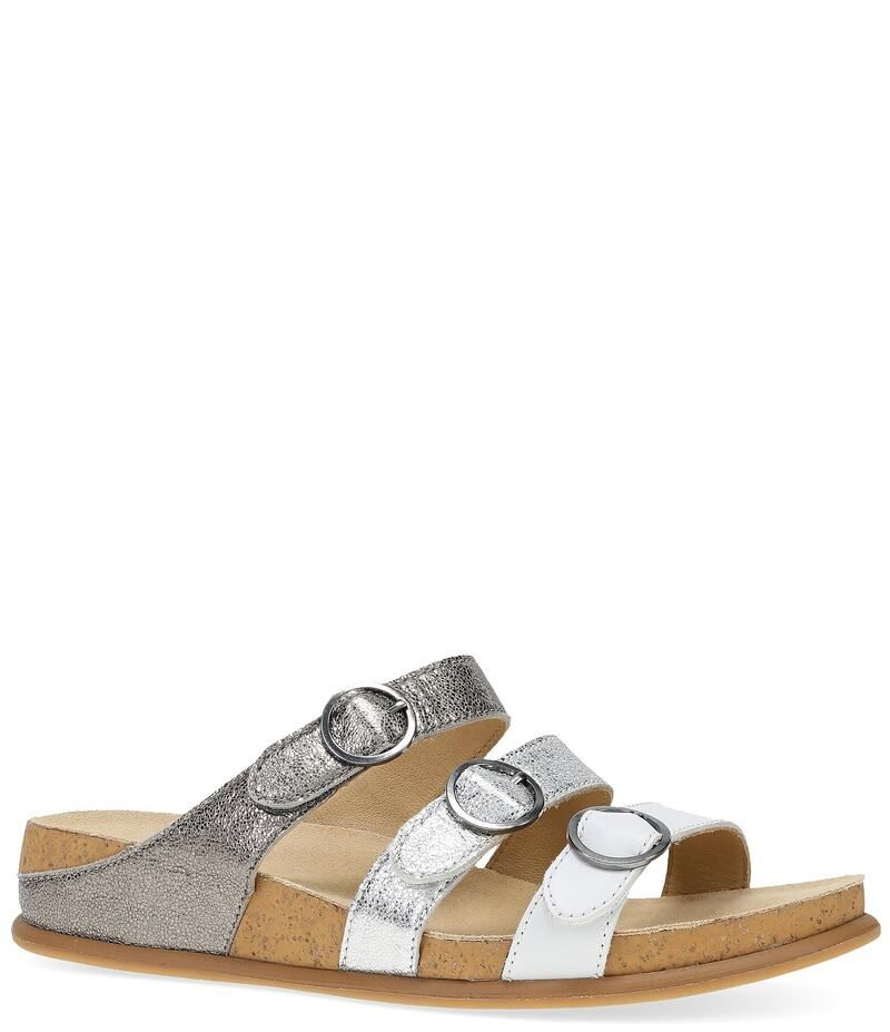 ダンスコ レディース シューズ サンダル レザー Dansko Campbell Leather Slide Sandals Pewter Multi ピューター