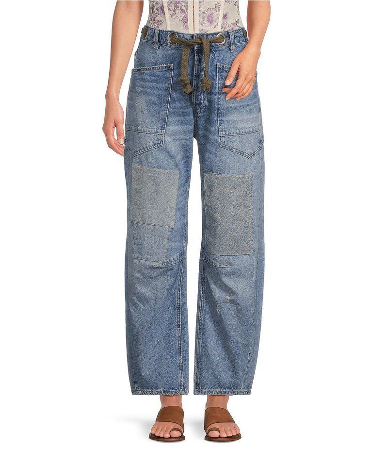 フリーピープル レディース ボトムス デニムパンツ ローライズ ジーンズ Free People Moxie Low Rise PullOn Barrel Jeans Truest Blue ブルー