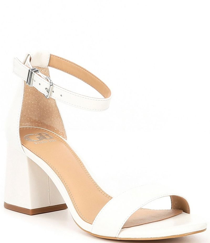 ジービー レディース シューズ サンダル アンクル レザー GB BlockParty Leather Ankle Strap Sandals White ホワイト