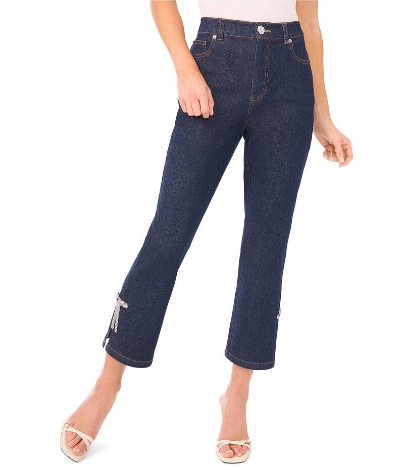 セセ レディース ボトムス デニムパンツ クロップド ジーンズ CeCe High Rise Bow Embellished Cropped Flare Jeans Indigo Night インディ