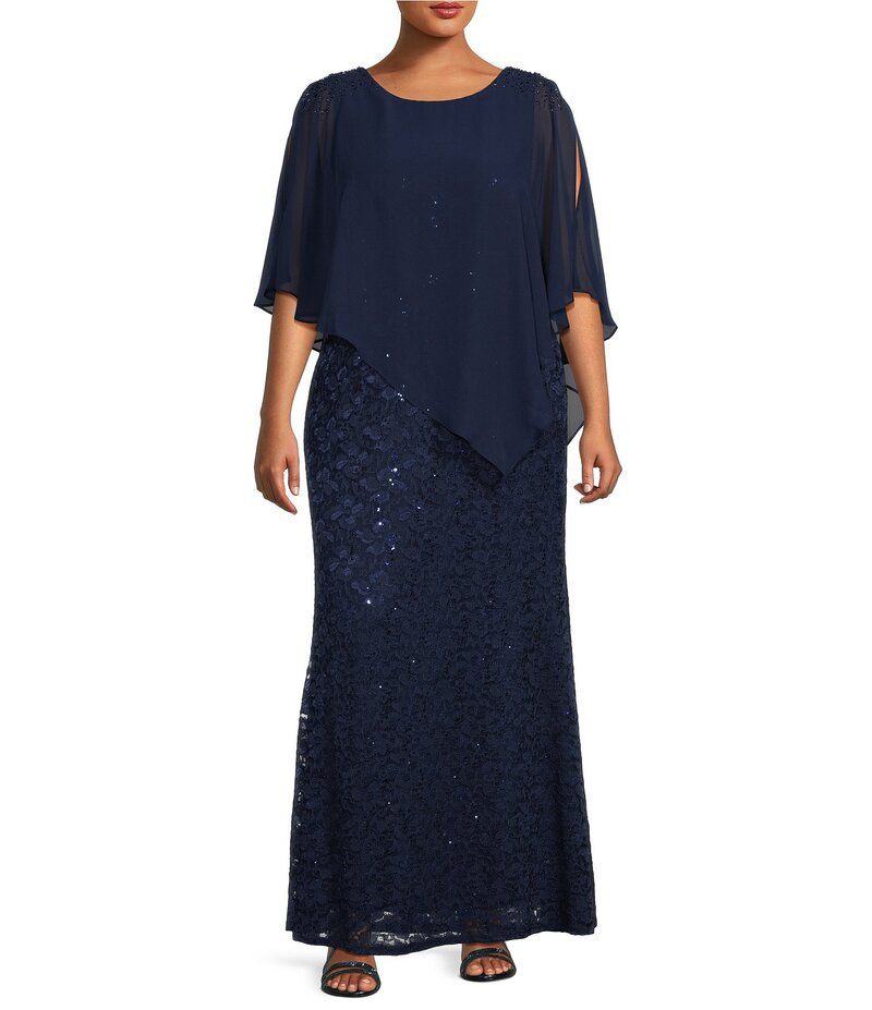 イグナイト レディース トップス ワンピース フラワー柄 プラスサイズ スパンコール キャップ レース フラワー Ignite Evenings Plus Size Short Sleeve Roun