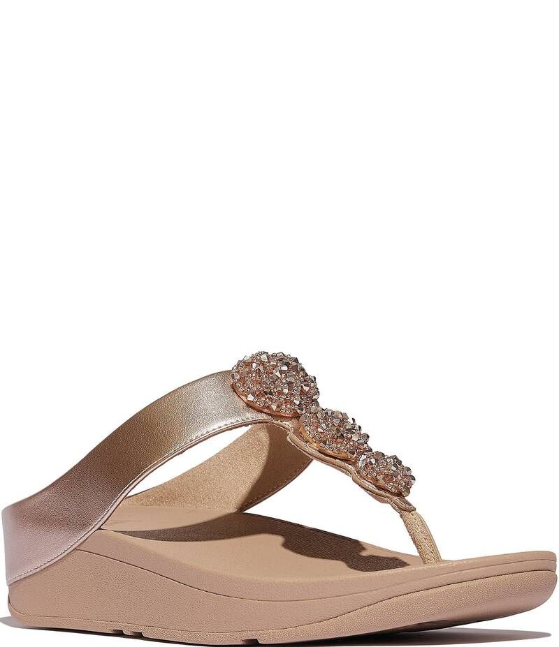 フィットフロップ レディース シューズ サンダル FitFlop Fino BeadieButton Ornamenthong Wedge Sandals Classic Beige ベージュ