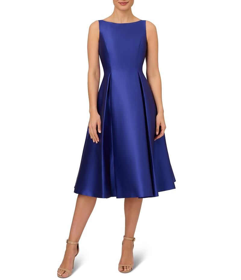 アドリアナ パペル レディース トップス ワンピース A ライン ノースリーブ Adrianna Papell Boat Neck Sleeveless ALine Taffeta Dress Nep
