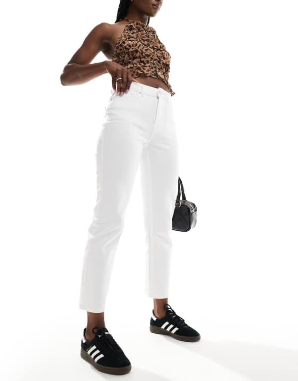 オンリー レディース ボトムス デニムパンツ ハイウエスト ONLY Emily high waist straight jean White ホワイト