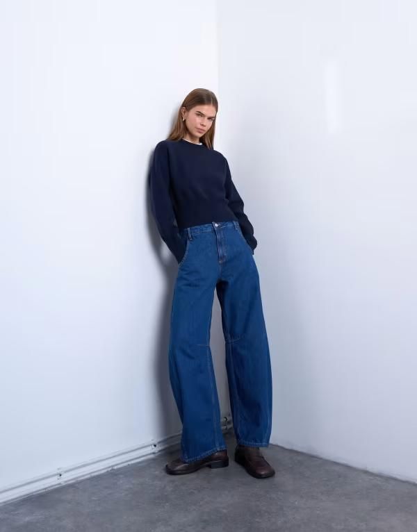 トップショップ レディース ボトムス デニムパンツ ジーンズ Topshop Horseshoe mid rise barrel jeans indigo rinse INDIGO インディゴ