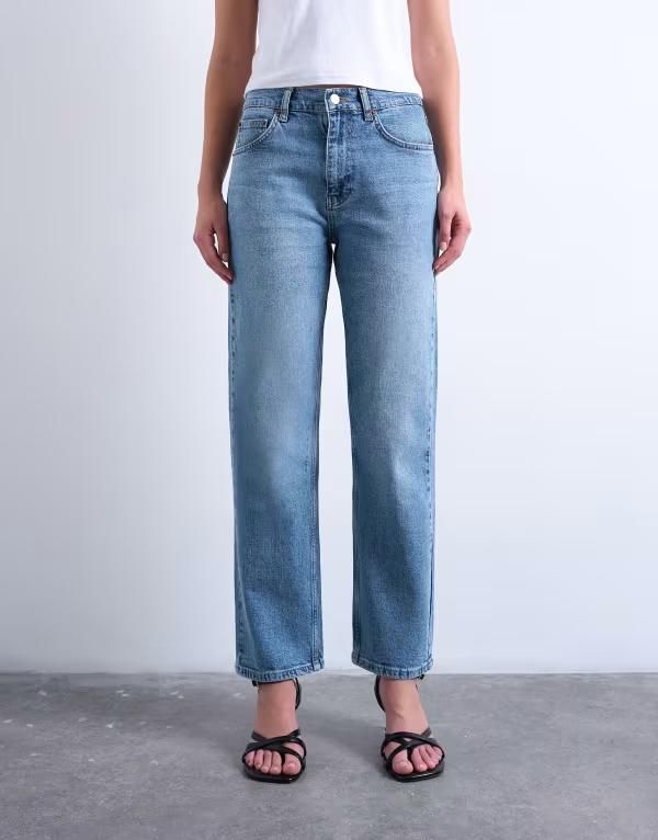 トップショップ レディース ボトムス デニムパンツ Topshop Orson mid rise comfort straight jean in bleach Bleach