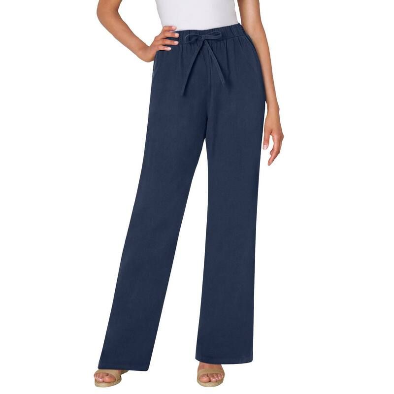 ウーマン ウィズイン レディース ボトムス カジュアルパンツ プラスサイズ トール デニム Woman Within Plusize Tall WideLeg Drawstring Denim Pan