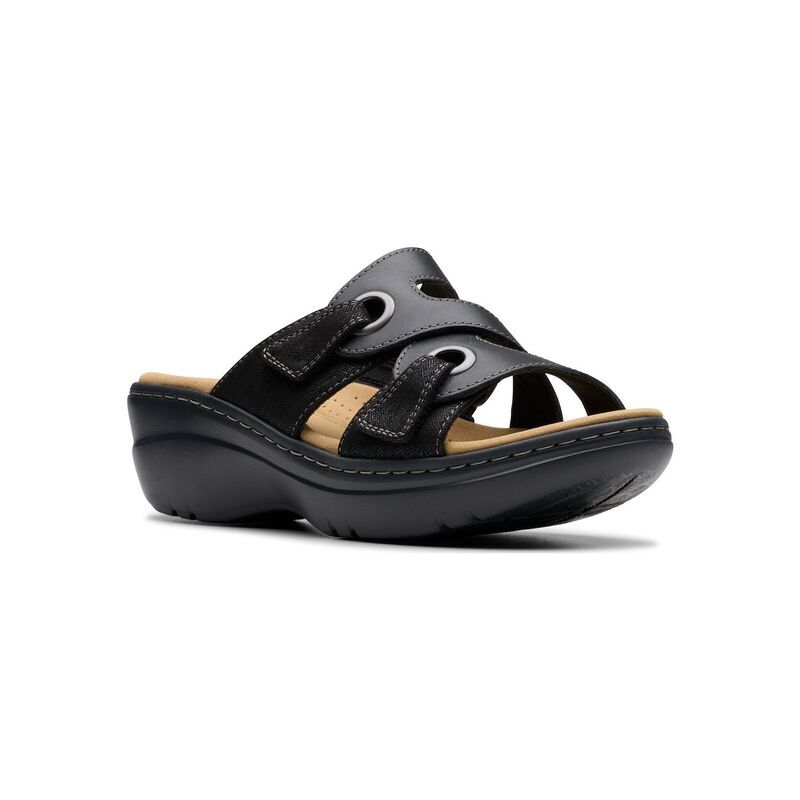 クラークス レディース シューズ サンダル プラットフォーム Clarks Merliah2 Cove Womenslide Platform Sandals Black Leather ブラック