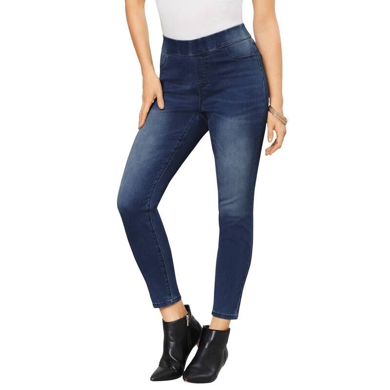 ロアマンズ レディース ボトムス カジュアルパンツ プラスサイズ Roamans Womens Plusize 360 Stretch Jegging Dark Wash