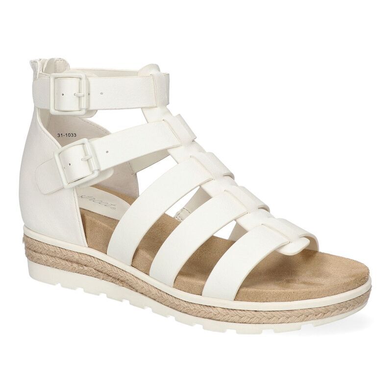イージーストリート レディース シューズ サンダル プラットフォーム Easy Street Simone Womens Gladiator Platform Wedge Sandals White