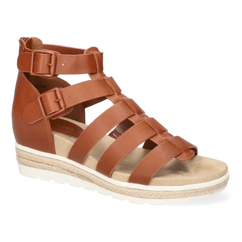 イージーストリート レディース シューズ サンダル プラットフォーム Easy Street Simone Womens Gladiator Platform Wedge Sandals Cognac